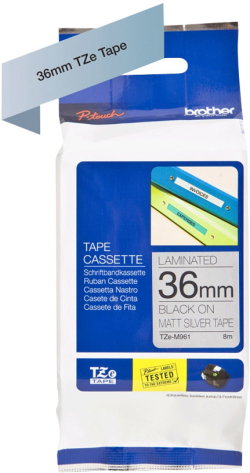 Касета за етикетен принтер BROTHER P-Touch TZE-M961 black on silver-matt 36mm 1-pack