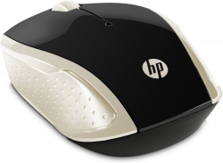 Мишка HP 200, Безжична, 2.4 GHz , 1000 dpi, Черен-златист