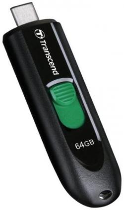 USB флаш памет Transcend 64GB, USB3.2, Pen Drive, Type-C, Capless, Black