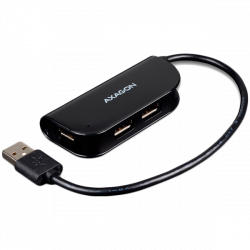 USB Хъб Handy four-port USB 2.0 hub with a permanently connected USB cable. Black.