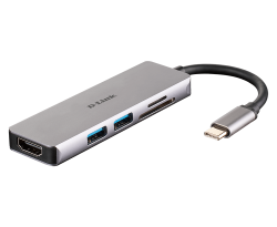 Кабел/адаптер D-LINK USB-C 5-port USB 3.0