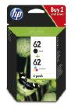 Консуматив за 3D принтер HP 62 2-pack Black-Tri-color Original Ink Cartridges