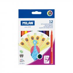 Канцеларски продукт Milan Флумастери, с тънък връх, 12 цвята