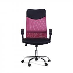Директорски стол Monti HB, текстил, екокожа и меш, Tilt механизъм, до 120 kg, черна седалка, цикламена облегалка