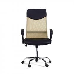 Директорски стол Monti HB, текстил, екокожа и меш, Tilt механизъм, до 120 kg, черна седалка, бежова облегалка