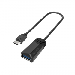 Адаптер HAMA USB-C мъжко - USB 3.2 Gen 1 A женско, 5Gbit-s, 0.15 м., Черен