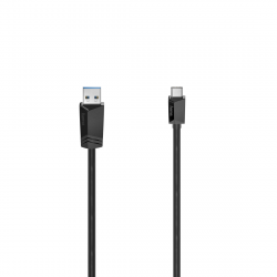 Кабел/адаптер Кабел HAMA USB-C мъжко-USB-A мъжко, USB 3.2 Gen 1, 5Gbit-s, 0.25 м., Черен