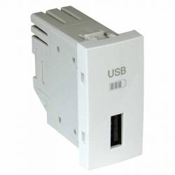 Продукт USB единичен модул за зареждане за монтаж в 22.5x45 мм рамка, бял