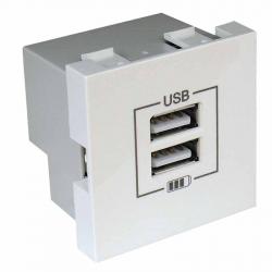 Продукт USB двоен модул за зареждане за монтаж в 45x45 мм рамка, бял