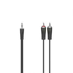 Кабел/адаптер Аудио кабел HAMA, 3.5 mm жак - 2 x Чинч, 1.5м, Черен