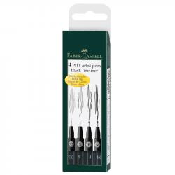 Канцеларски продукт Faber-Castell Тънкописец Pitt Artist Pen, № 199, черен, 4 броя