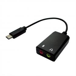 Аудио карта ROLINE 12.03.3222 :: USB Type C звукова карта, 1x 3.5 mm Audio + 1x Type C (PD), M-F, 0.13 м