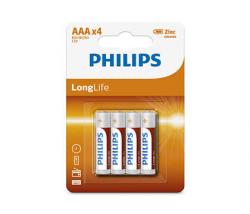 Батерия PHILIPS R03L4B-10 Batteries PHILIPS Zinc-Chloride R03 AAA Longlife 4 Pcs. Blister