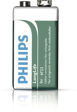 Батерия Philips LongLife 9V, цинково-хлоридна батерия