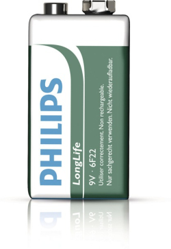 Philips LongLife 9V, цинково-хлоридна батерия