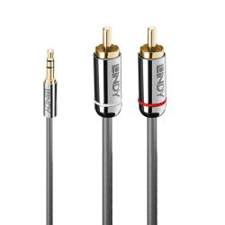 Кабел/адаптер LINDY LNY-35337 :: 3.5 мм към 2x RCA аудио кабел, Cromo Line, 10 м