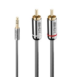 LINDY LNY-35334 :: 3.5 мм към 2x RCA аудио кабел, Cromo Line, 2.0 м
