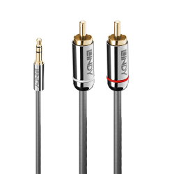Кабел/адаптер LINDY LNY-35333 :: 3.5 мм към 2x RCA аудио кабел, Cromo Line, 1 м