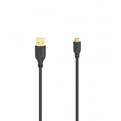 Кабел/адаптер Кабел HAMA Flexi-Slim, USB 2.0 мъжко - micro USB мъжко, 0.75 м., Позлатени конектори, Черен