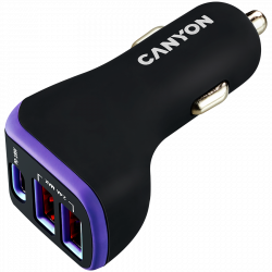 Мрежова карта/адаптер CANYON Universal 3xUSB car adapter, Input 12V-24V, Output DC USB-A 5VV-2.4A(Max)