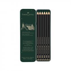 Канцеларски продукт Faber-Castell Моливи Pitt Graphite Matt, чернографитни, 6 броя в метална кутия