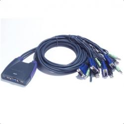 KVM продукт KVM суич ATEN CS64US, от 2x USB A, 1x VGA, 1x 3.5mm jack към 4x USB A, 4x VGA)