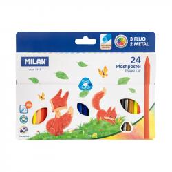 Канцеларски продукт Milan Пастели Triangular, 24 цвята, опаковка 12