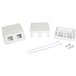 Розетка Двупортова кутийка за повърхностен монтаж Conneu, бяла