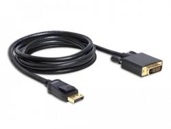 Микрофон Кабел Delock DisplayPort мъжко - DVI мъжко, 2 м., Черен
