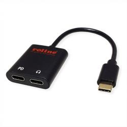 Кабел/адаптер Adapter USB C - 2xC, Audio + PD, Roline 12.03.3219