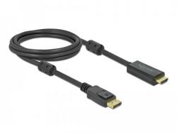 Кабел/адаптер Кабел Delock DisplayPort мъжко - HDMI мъжко, 2 м., 4K 60Hz, Черен