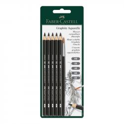 Канцеларски продукт Faber-Castell Акварелни моливи Graphite Aquarelle, с четка, 5 броя