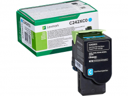 Тонер за лазерен принтер Lexmark C242XC0 Cyan Return Programme Toner Cartridge, 3,500 pages