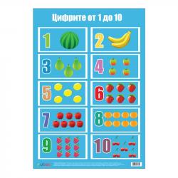 Продукт Office 1 Ученическо табло ''Цифрите от 1 до 10'', ламинирано, 50 x 70 cm