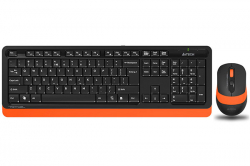 Клавиатура Комплект жична клавиатура с безжична мишка A4TECH Fstyler FG1010 черен/оранжев