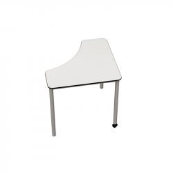 Продукт RFG Ученическа маса Flexus, триъгълна, над VIII клас, 111 х 72 х 76H cm, бял HPL, сглобена мостра