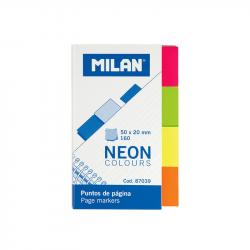 Канцеларски продукт Milan Самозалепващи индекси Fluo, 4 цвята, 160 броя, опаковка 10