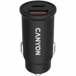 Кабел/адаптер Canyon, PD 30W-QC3.0 18W Pocket size car charger with 1-USB A+ 1-USB-C Input