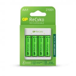 Батерия Зарядно GP BATTERIES E411 +  2100mAh AA, За 4 броя, NiMH