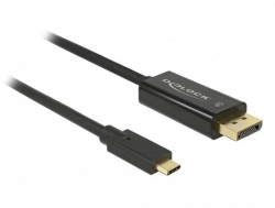 Кабел/адаптер Delock 85256, USB-C мъжко - DisplayPort мъжко, 4K 60 Hz, 2 m, Черен