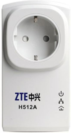Пауърлайн продукти Адаптер за мрежа ZTE H512A, AV200, 1x 10/100Mbps порт, AC гнездо, комплект 2 бр.