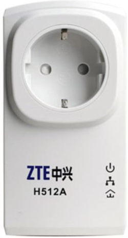 Адаптер за мрежа ZTE H512A, AV200, 1x 10-100Mbps порт, AC гнездо, комплект 2 бр.