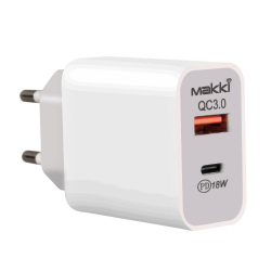 Принадлежност за смартфон Makki бързо зарядно Fast Charger Wall - QC3.0 + Power Distribution Type-С