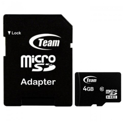 SD/флаш карта Карта памет TEAM micro SDHC, 4GB, Class 10, SD адаптер 