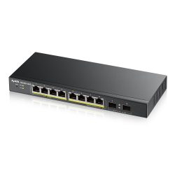 Комутатор/Суич ZyXEL GS1900-10HP v2, 8-port GbE L2 PoE Smart Switch + 2 SFP slot, sfanless, 70 Watt