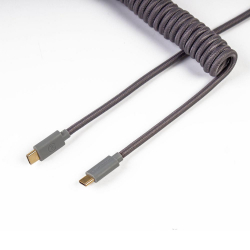 Кабел/адаптер Кабел за клавиатура Keychron Coiled Aviator Custom USB Cable, USB-C - USB-C, Сив