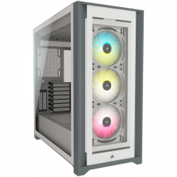 Кутия Corsair iCUE 5000X RGB Tempered Glass Mid-Tower Smart Case, White, EAN:0840006627531