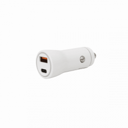 Кабел/адаптер SBOX CC-095 :: Зарядно за кола USB A+C, 12-24V към 5V-3A QC, 20W, Бяло