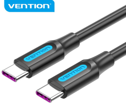 Кабел/адаптер Vention Кабел USB 2.0 Type-C to Type-C - 0.5M Black 5A Fast Charge - COTBD
