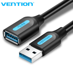 Кабел/адаптер Vention Кабел USB 3.0 Extension AM - AF - 1.5M Black - CBHBG